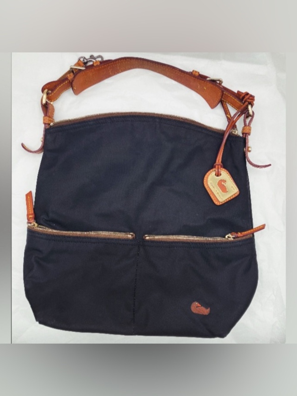 Dooney & Bourke Black and Tan Shoulder Bag nylon leather